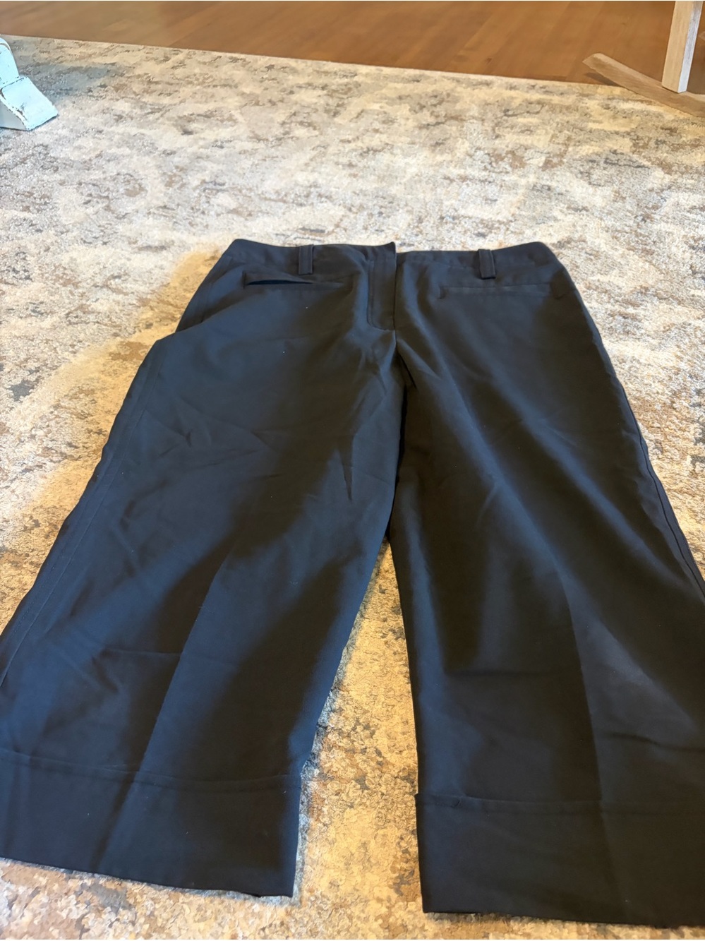 Black Cropped Wide-Leg Dress Pants